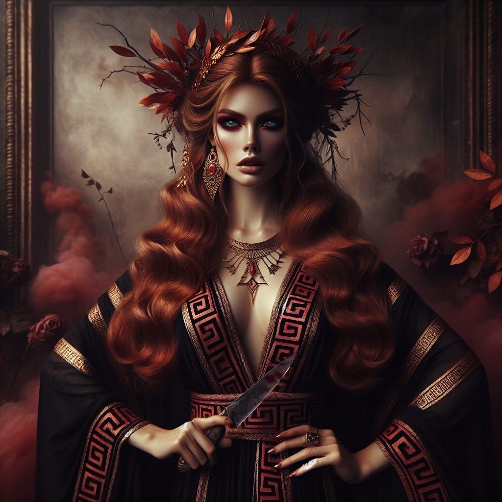 Algos, Greek Goddess of Pain, in Concept Art Style