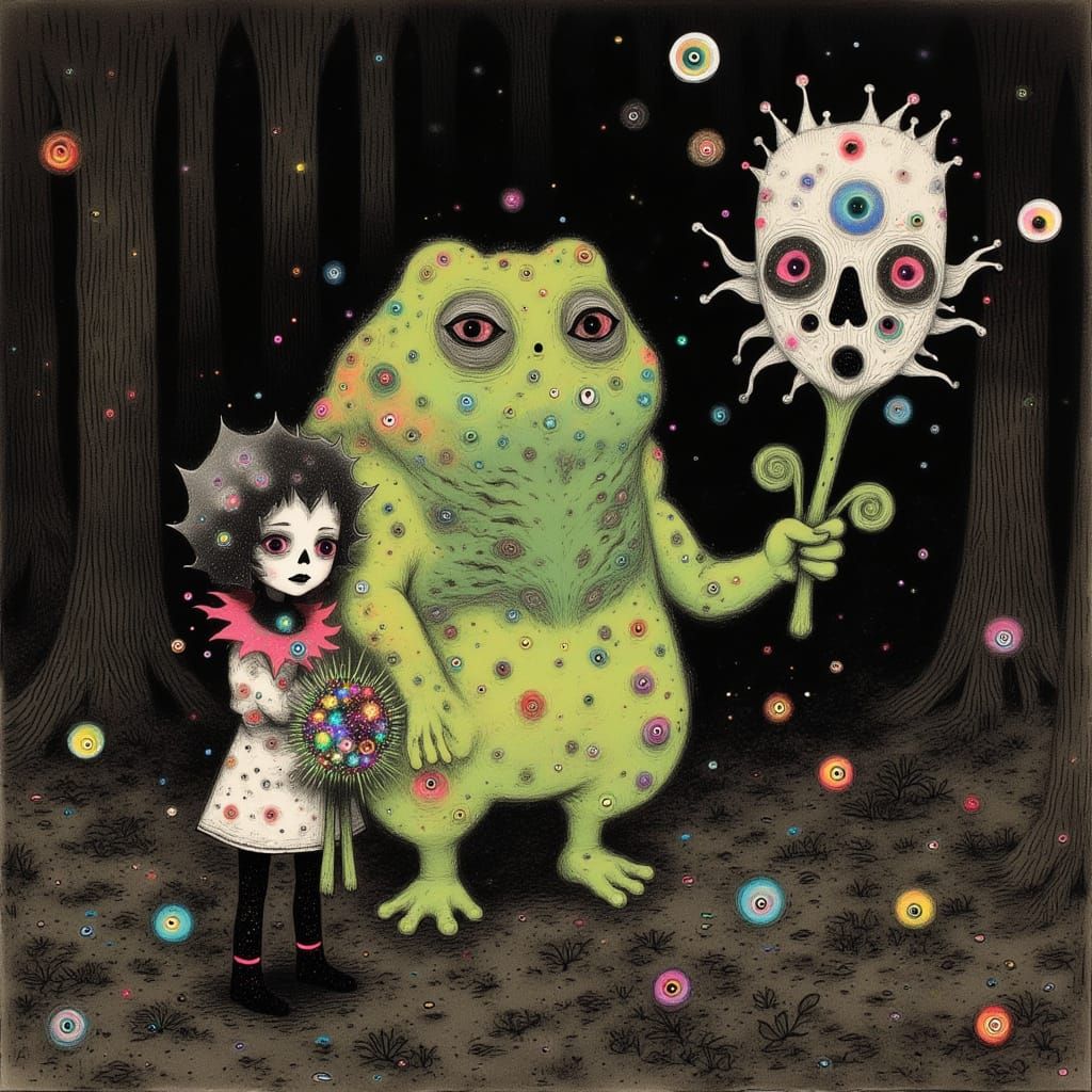 Vibrant Toad Goddess in Matisse-Inspired Masterpiece