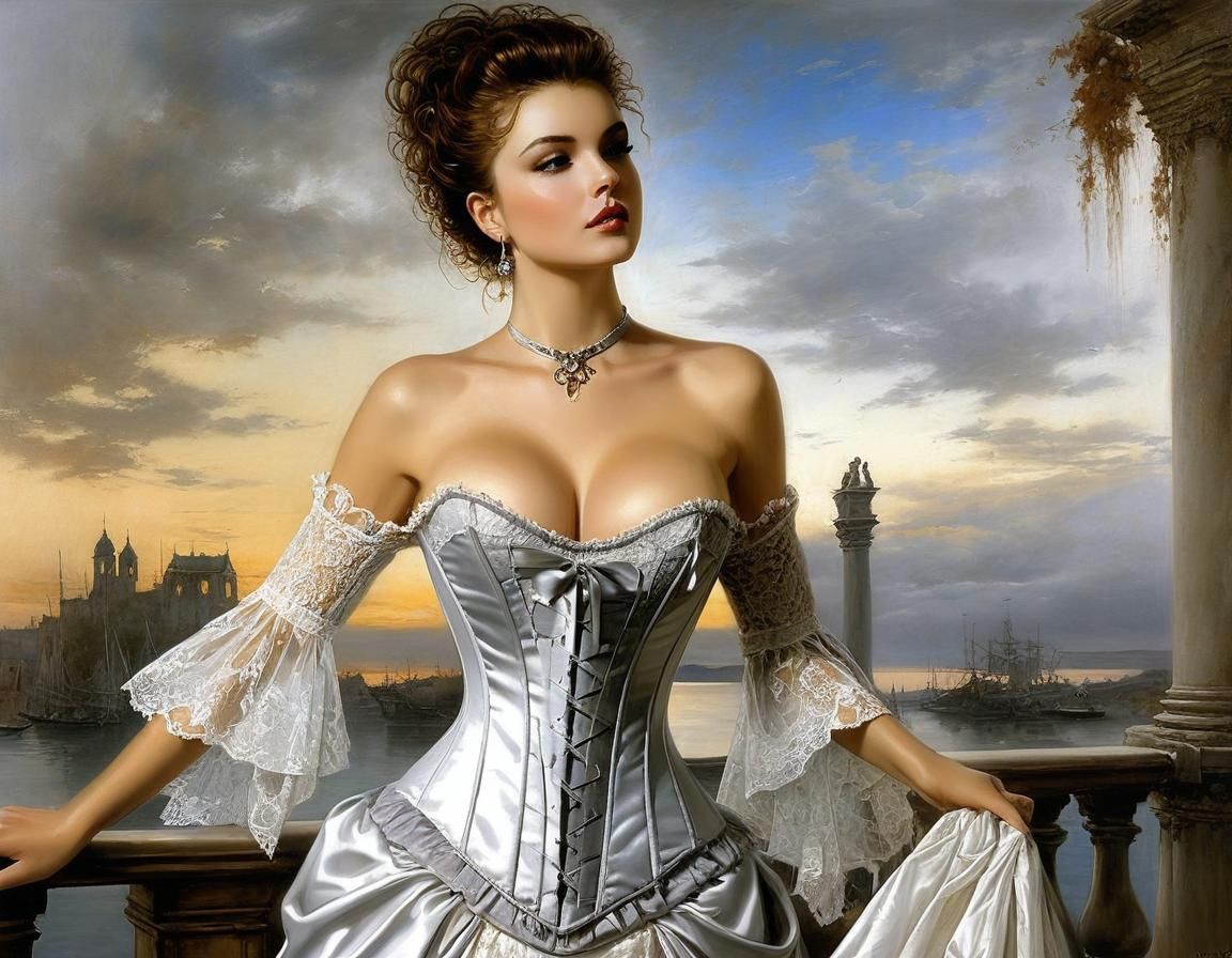 Aristocrat Dress Shopping as Oil Painting