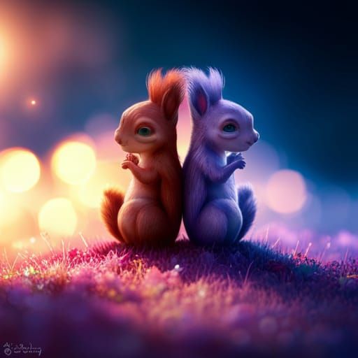 Squirrels' Dispute in Bathtub: Hyperrealistic Photography