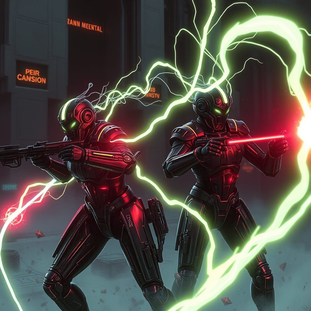 Cyberpunk Warriors Launch Psychic Attacks on AI