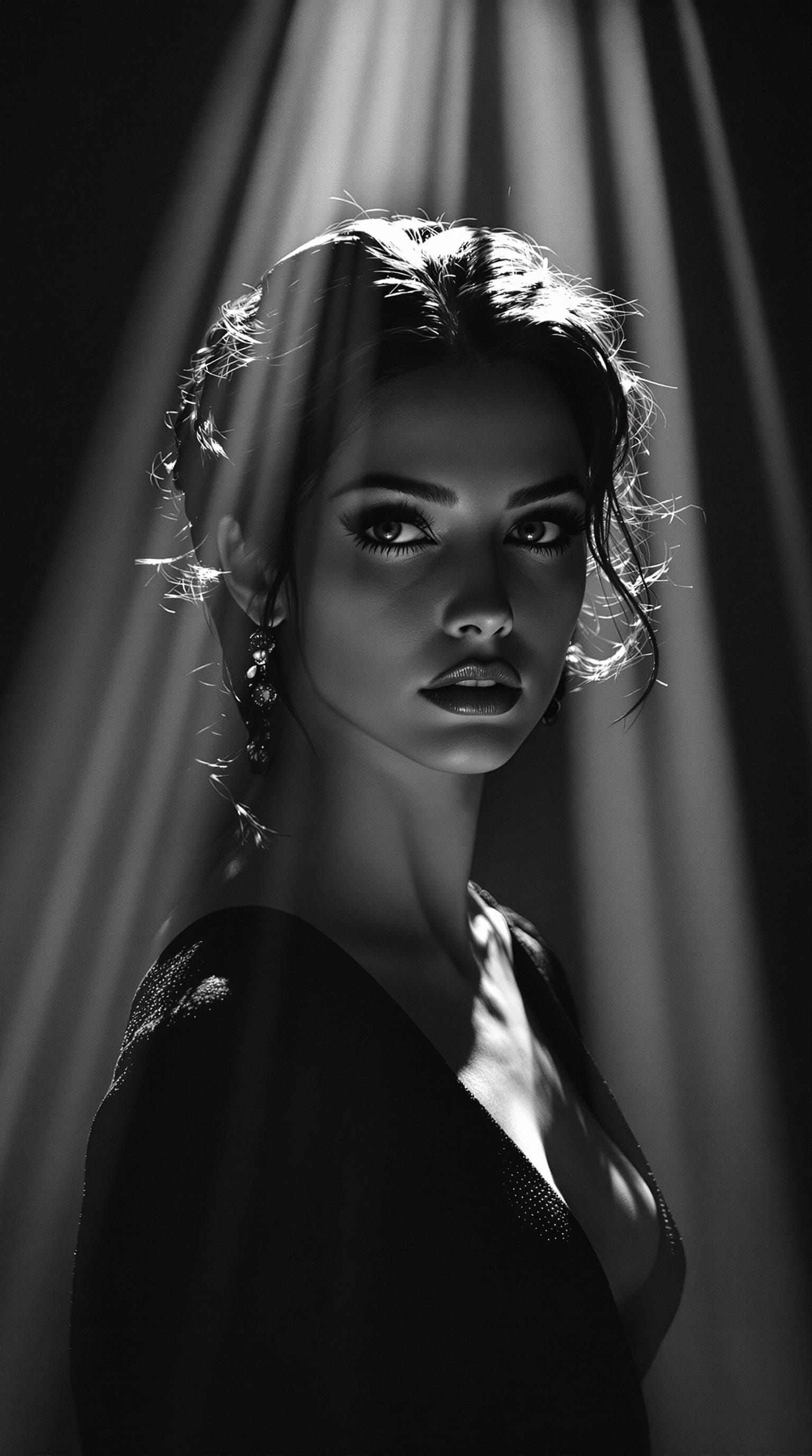 Elegant Woman in Dramatic, High-Contrast Portrait