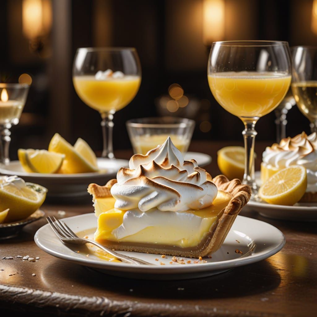 Lemon Meringue Pie on Royal Table, Hyper-Realistic Food Phot...