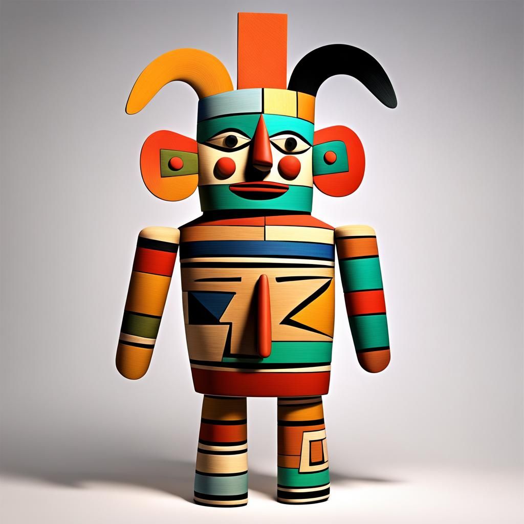 Cubist Kachina Doll in 8K Resolution