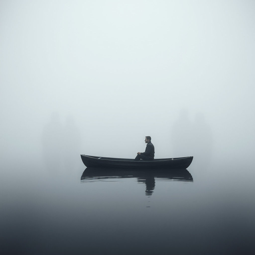 Eerie Faces Emerge on Fog-Shrouded Lake