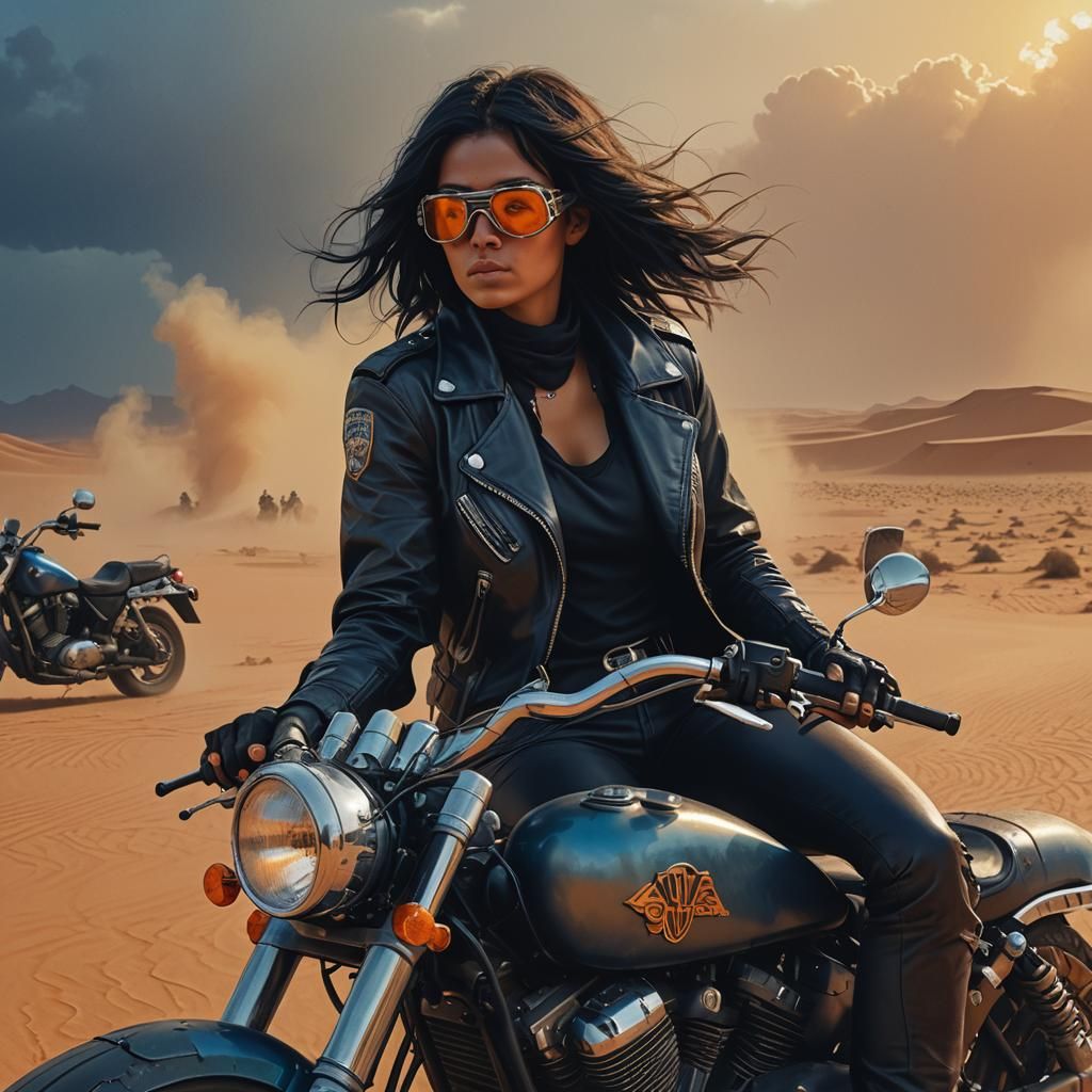 Elegant Fantasy Rider Tames the Sahara Storm