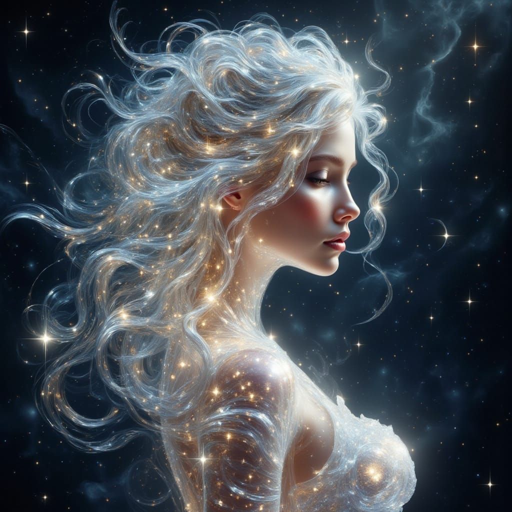 Ethereal Stardust Being in Anime Art Style