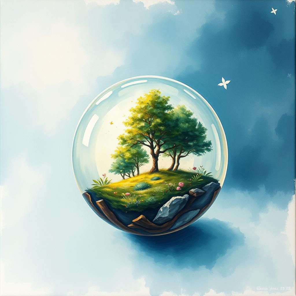 Nature Orb: Gouache and Watercolor Impressionist Masterpiece