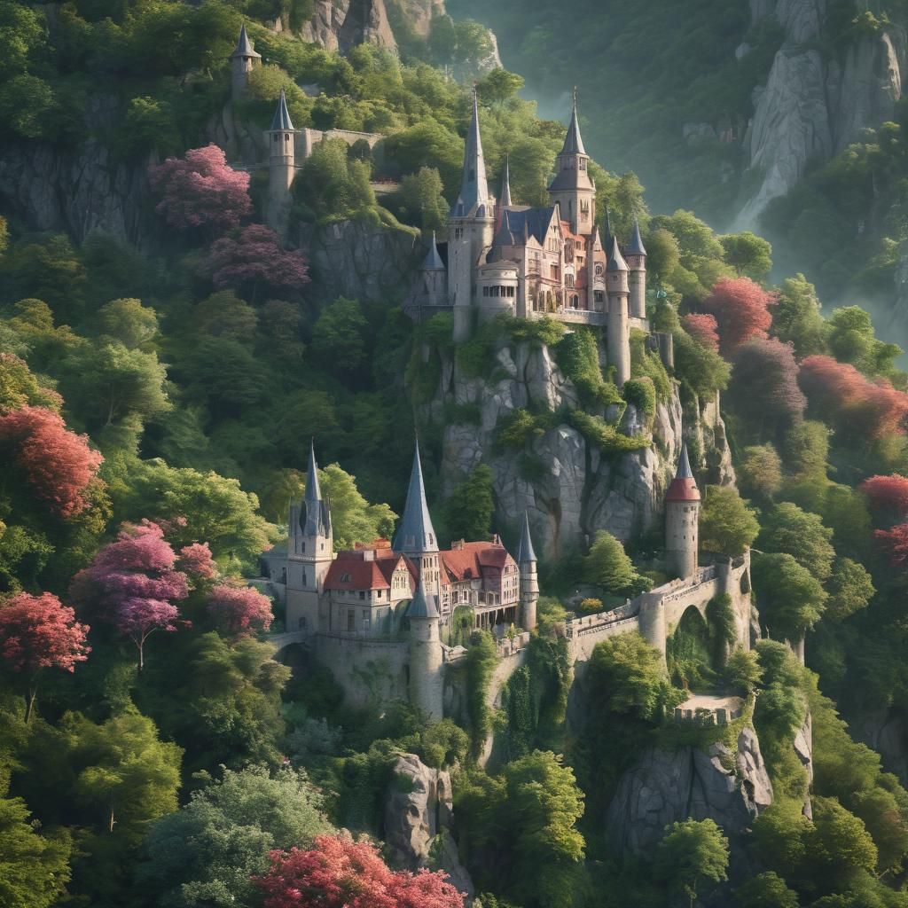 Majestic Medieval Kingdom in Lush Greenery