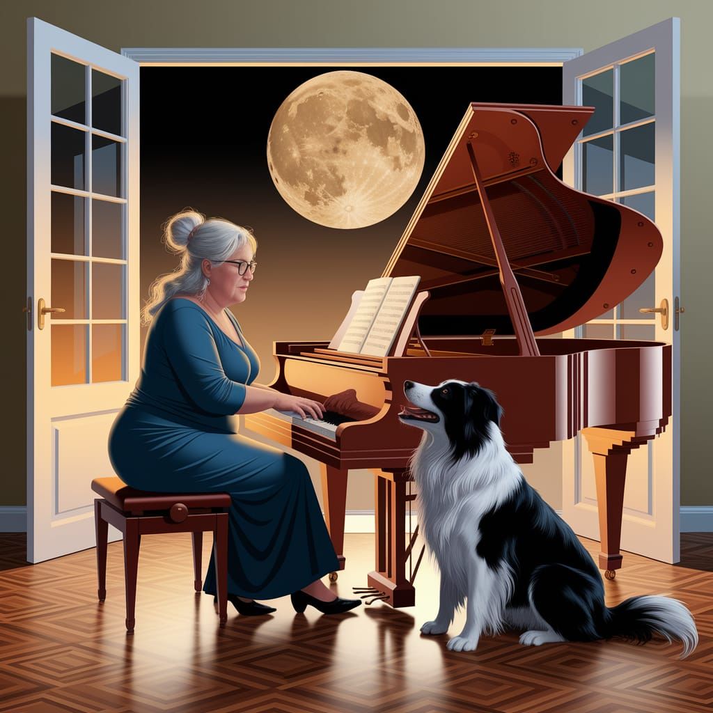 Moonlit Piano Serenade in Caravaggio Style