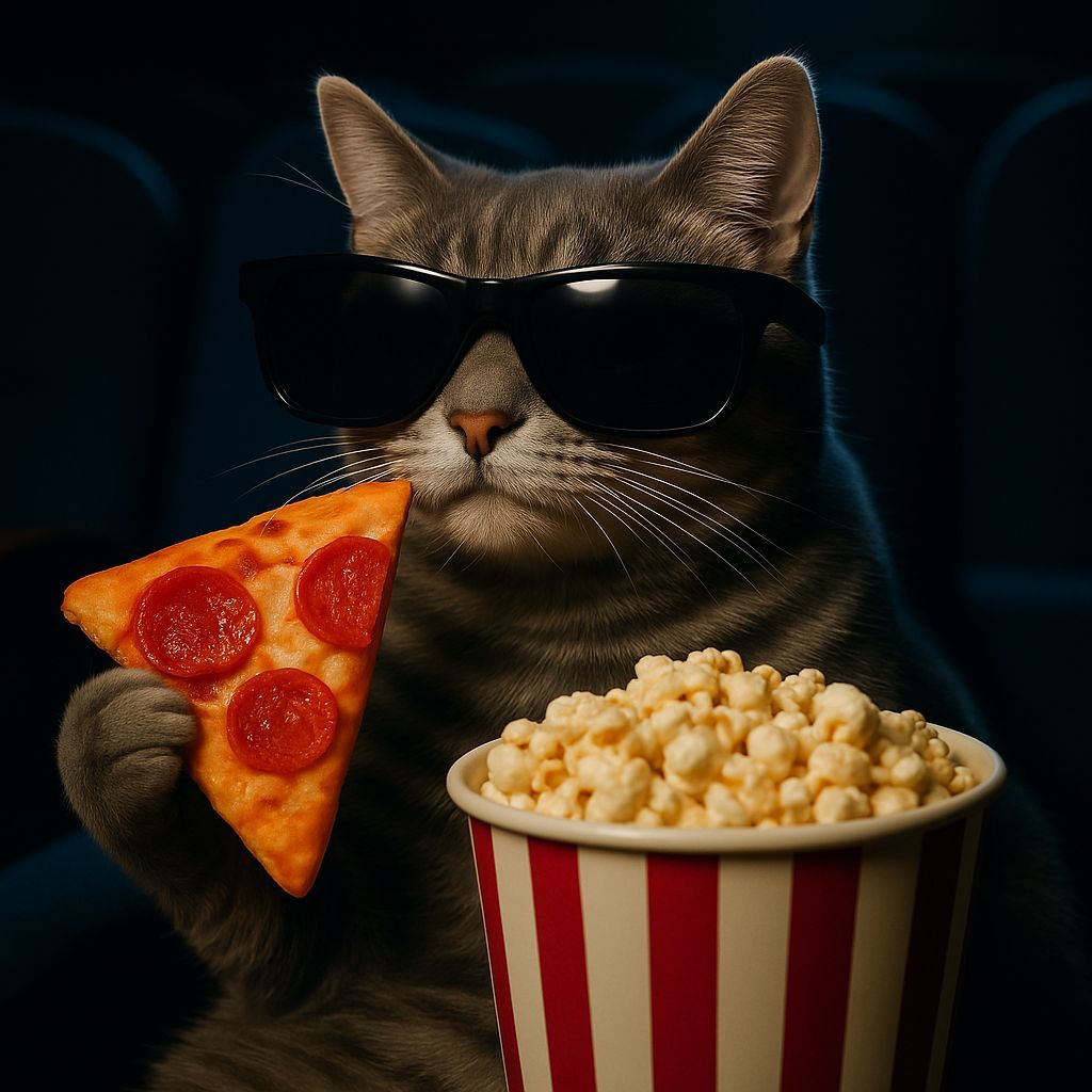 Cat Watches Movie in Cool Shades