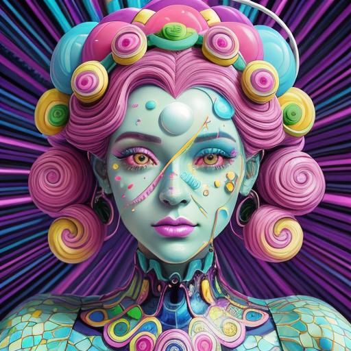 Glitching Candy Princess in Matrix Art Style