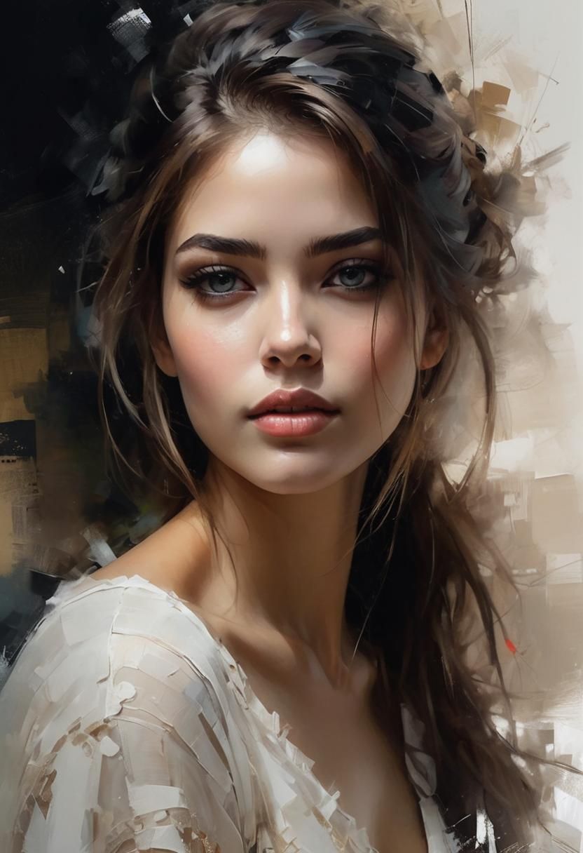 Abstract Portrait with Swirling Patterns and Vibrant Colors