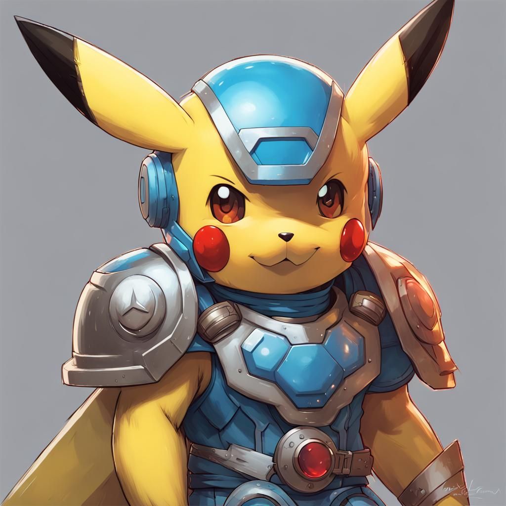 Pikachu Megaman Knight: Hyperdetailed Concept Art