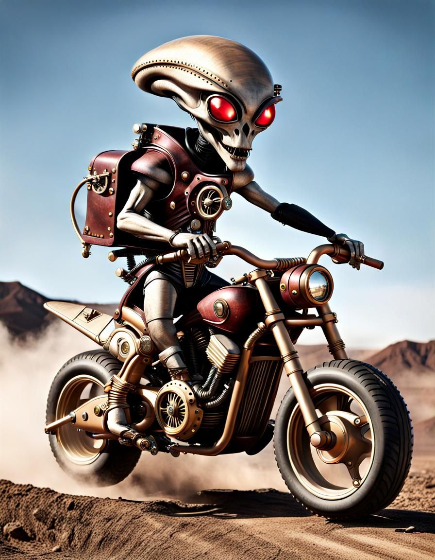 Alien Rides Steampunk Motorcycle Dirtbike