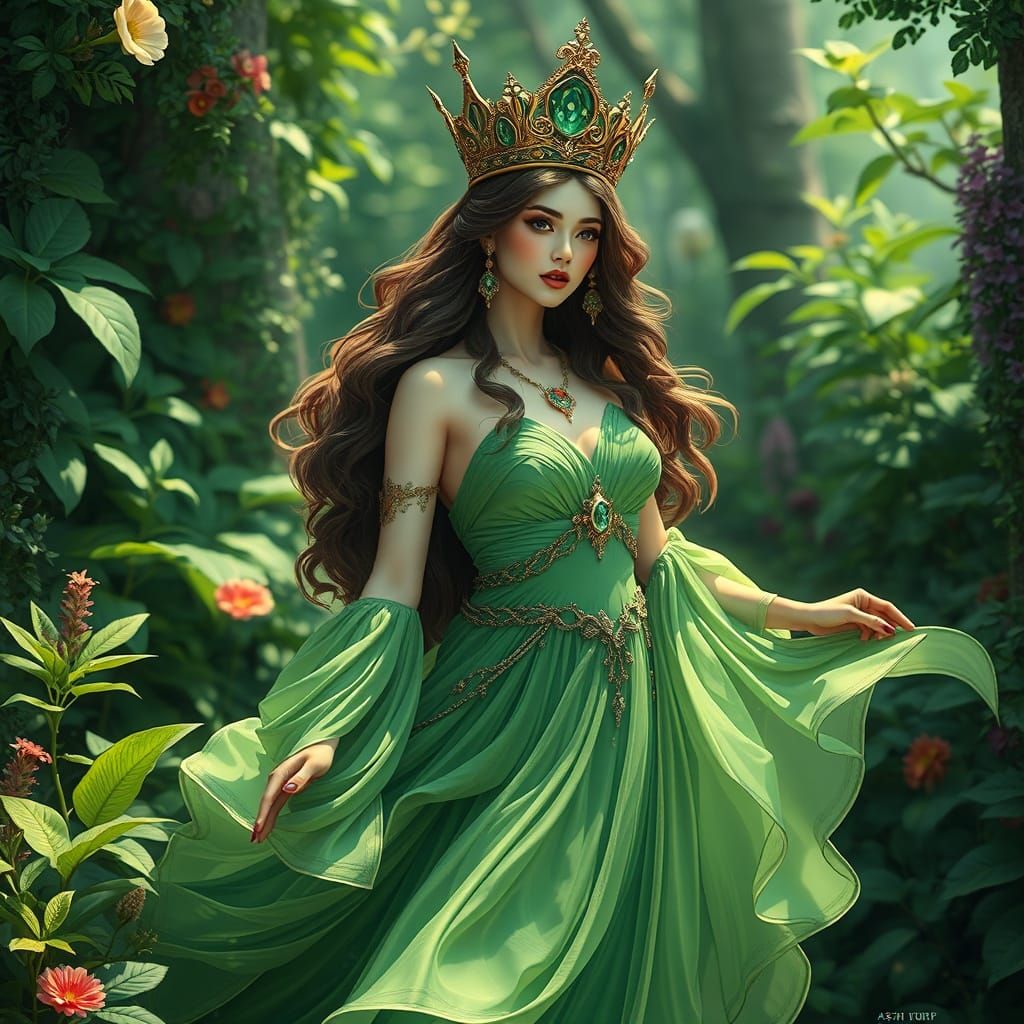 Nature Goddess in Futuristic Whimsy