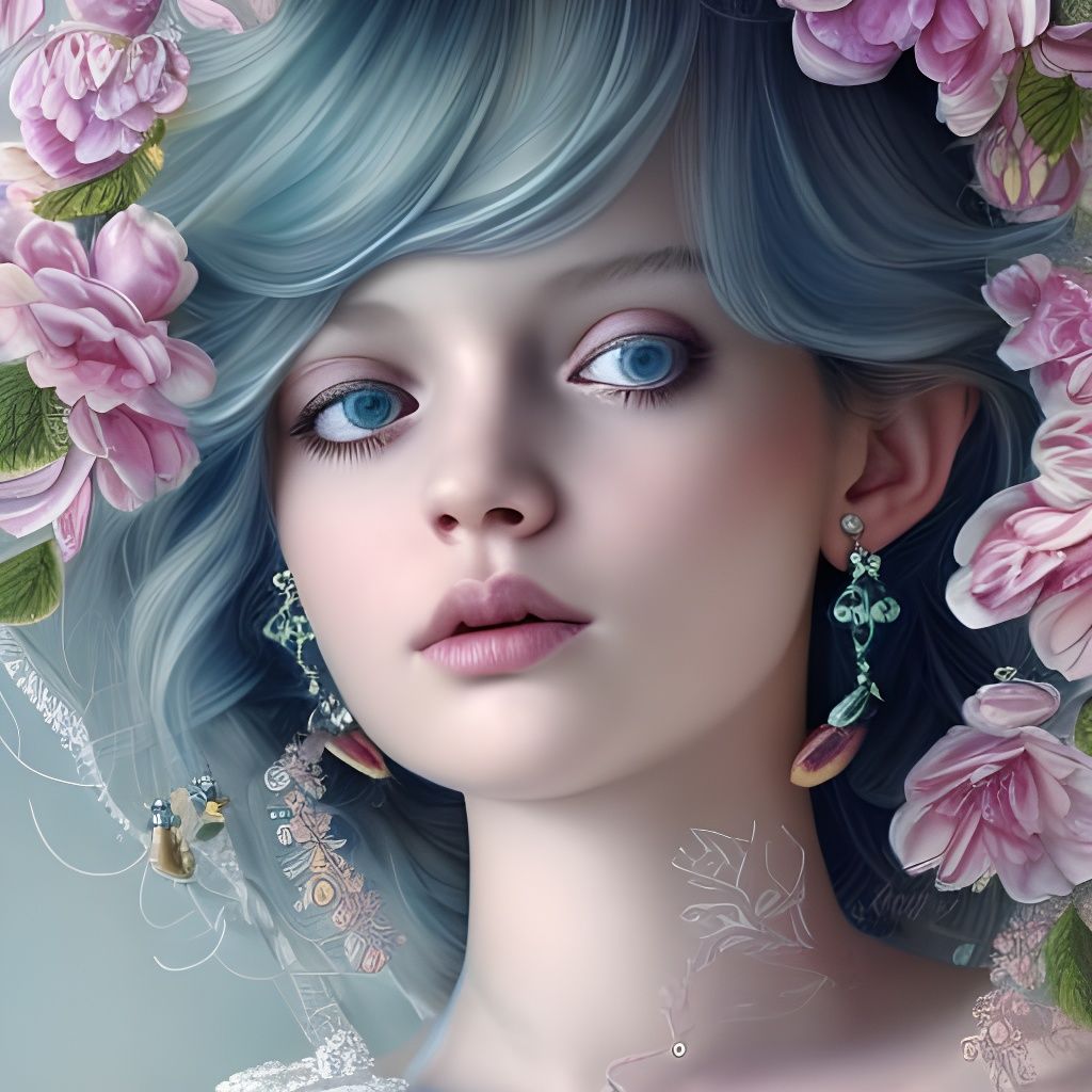 Magical Spoiled Teen Girl in Hyperdetailed Watercolor