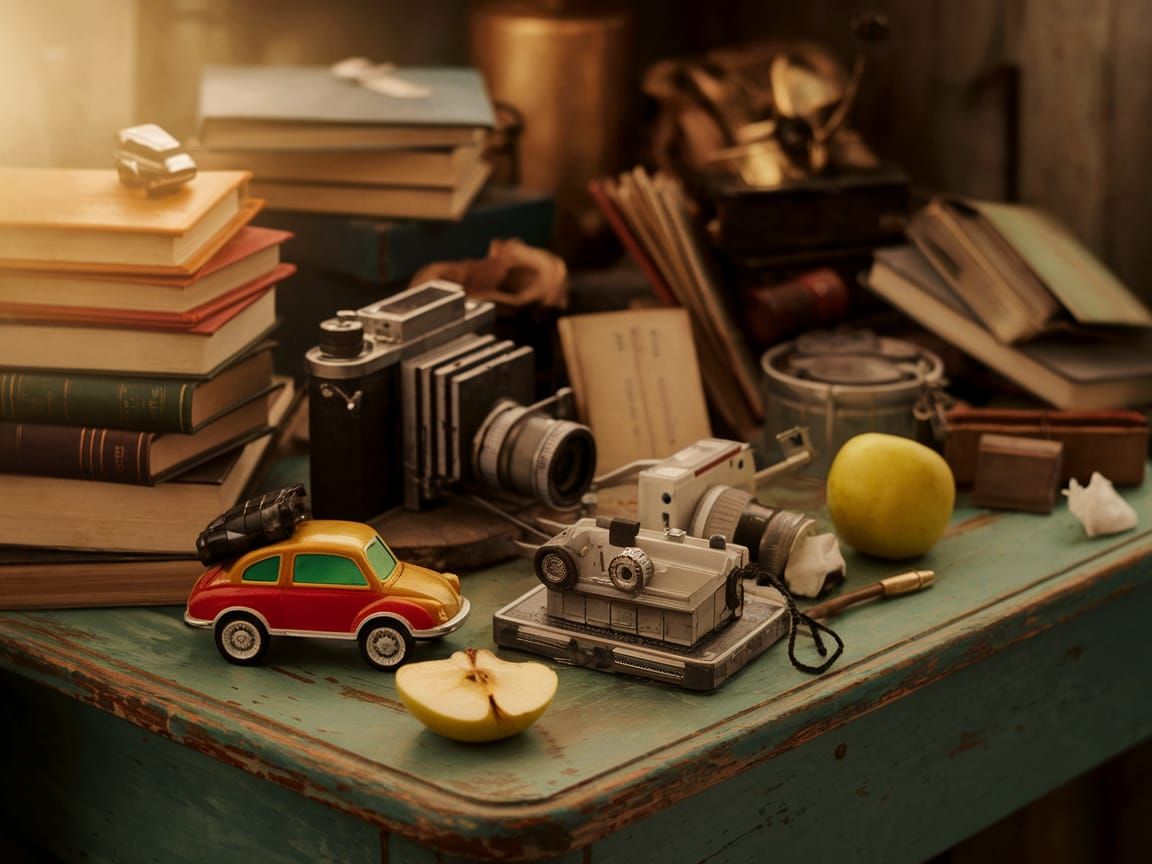 Vintage Whimsy on a Weathered Table