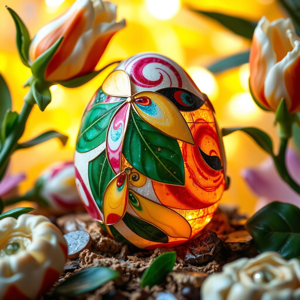 easter marble glass egg