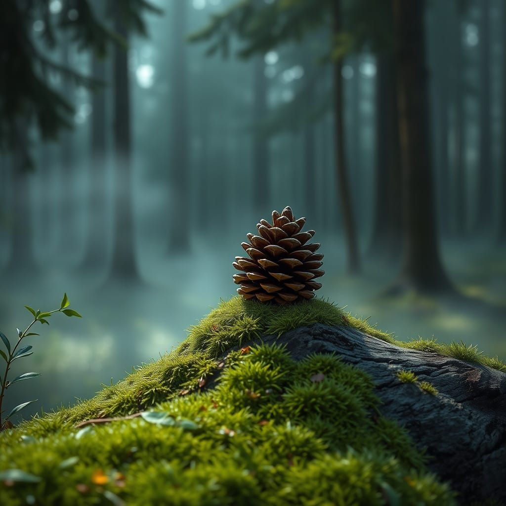 Fantastical Pine Cone Forest in Detailed Matte Painting Styl...