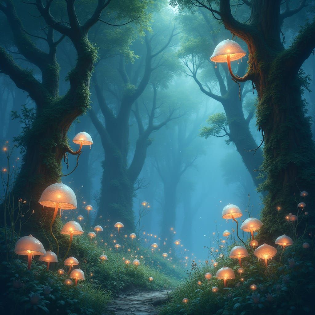 Enchanted Forest Radiates Ethereal Light and Life