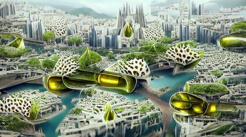 Futuristic Cities: Nature and Nanotech Canals
