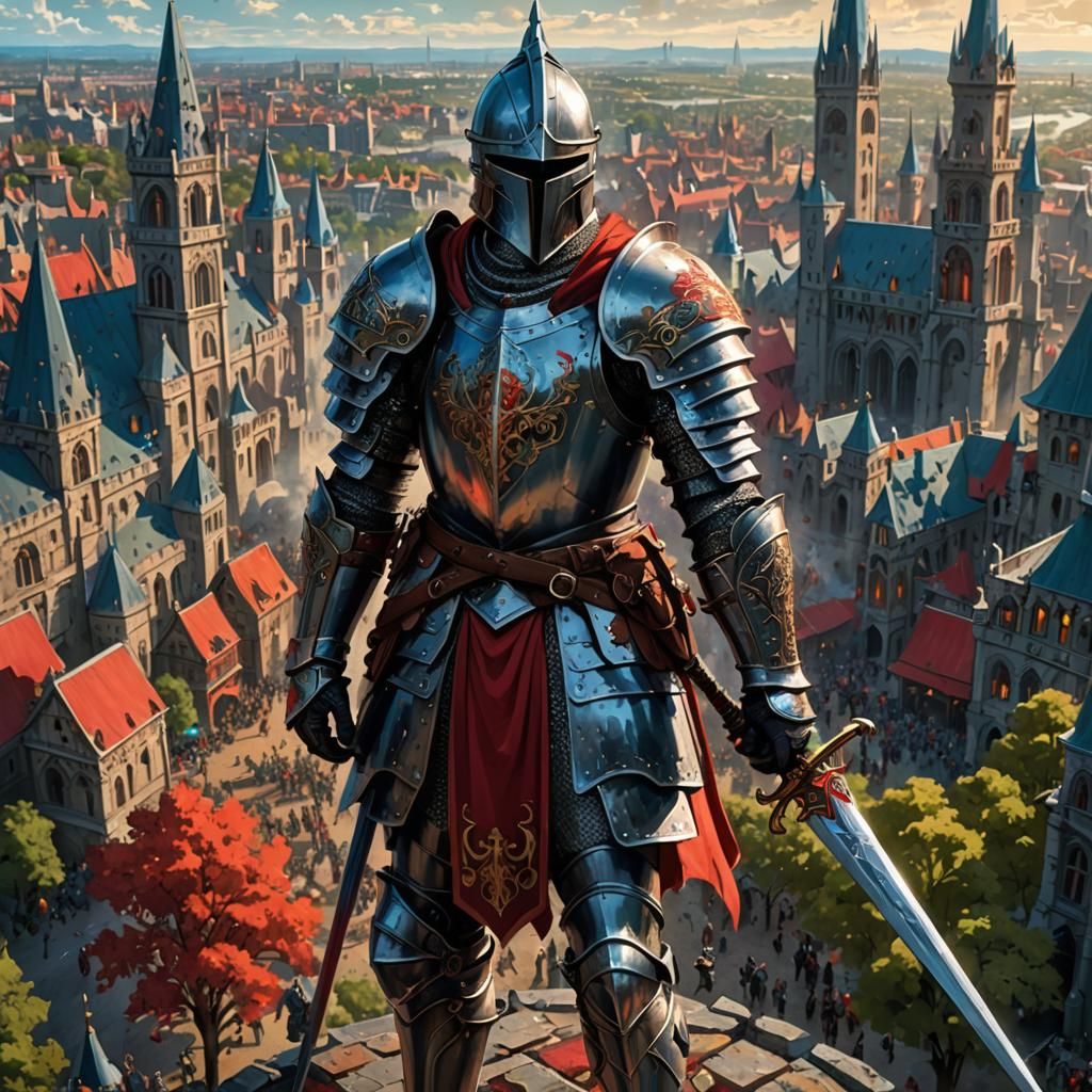 Knight Stands Tall on Battlefield in HDR