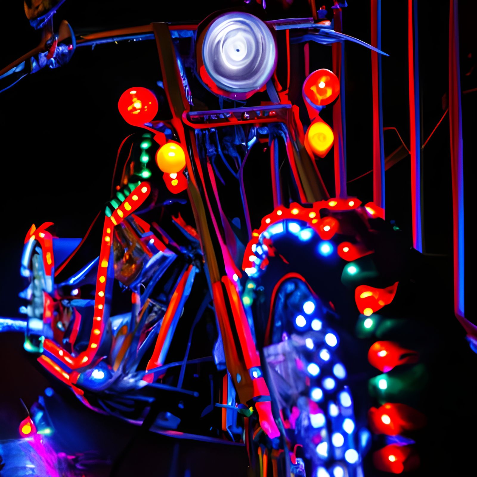 Christmas Lights on a Harley Chopper