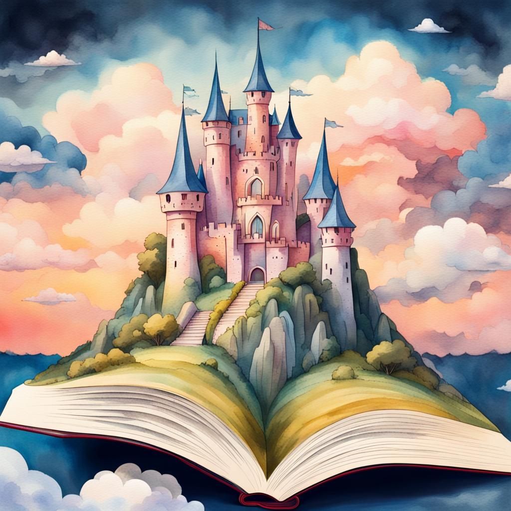 Princess Castle Pop-Up Book in Watercolor Style
