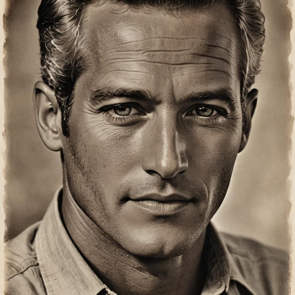 Vintage Portrait of Paul Newman with Sepia Tones