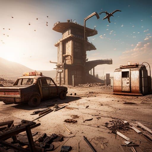 Post-Apocalyptic Wonderland in 3D Game Style