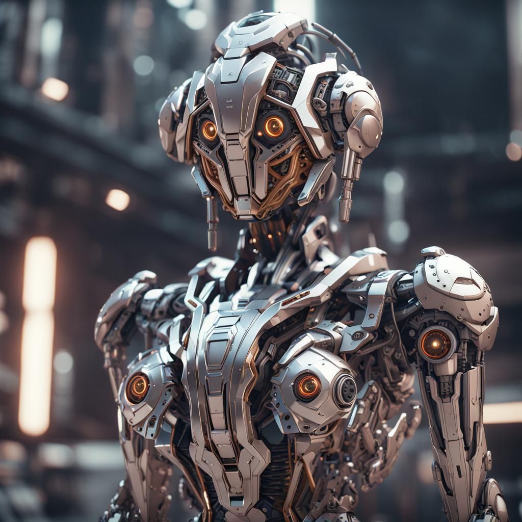 Futuristic Female Robot in Sci-Fi Scene
