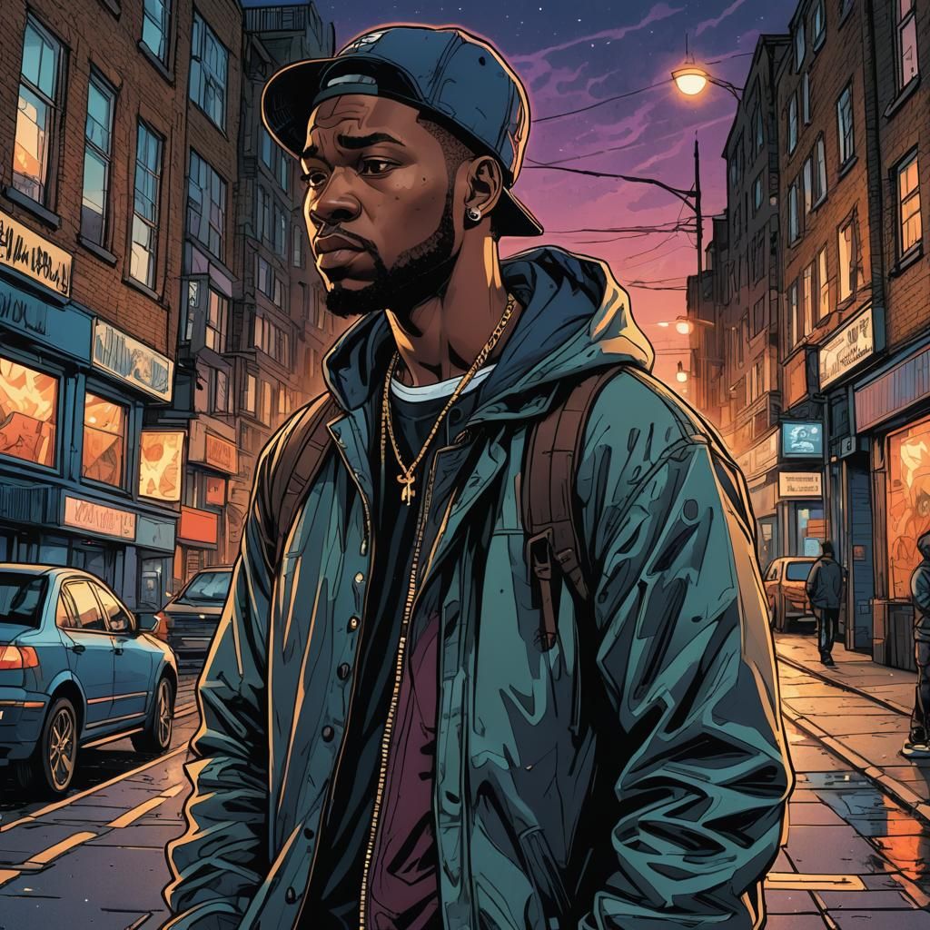 UK Rapper in Urban Comic Book Art Style