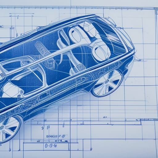 Detailed Car Design Blueprint Technical Drawing