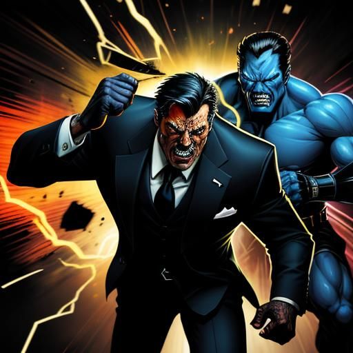 Dynamic Comic Art: Father's Fight in Dark Alley