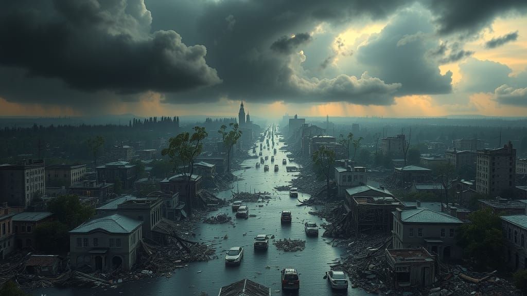 Cataclysmic Apocalypse Landscape in Moody, Cinematic Style