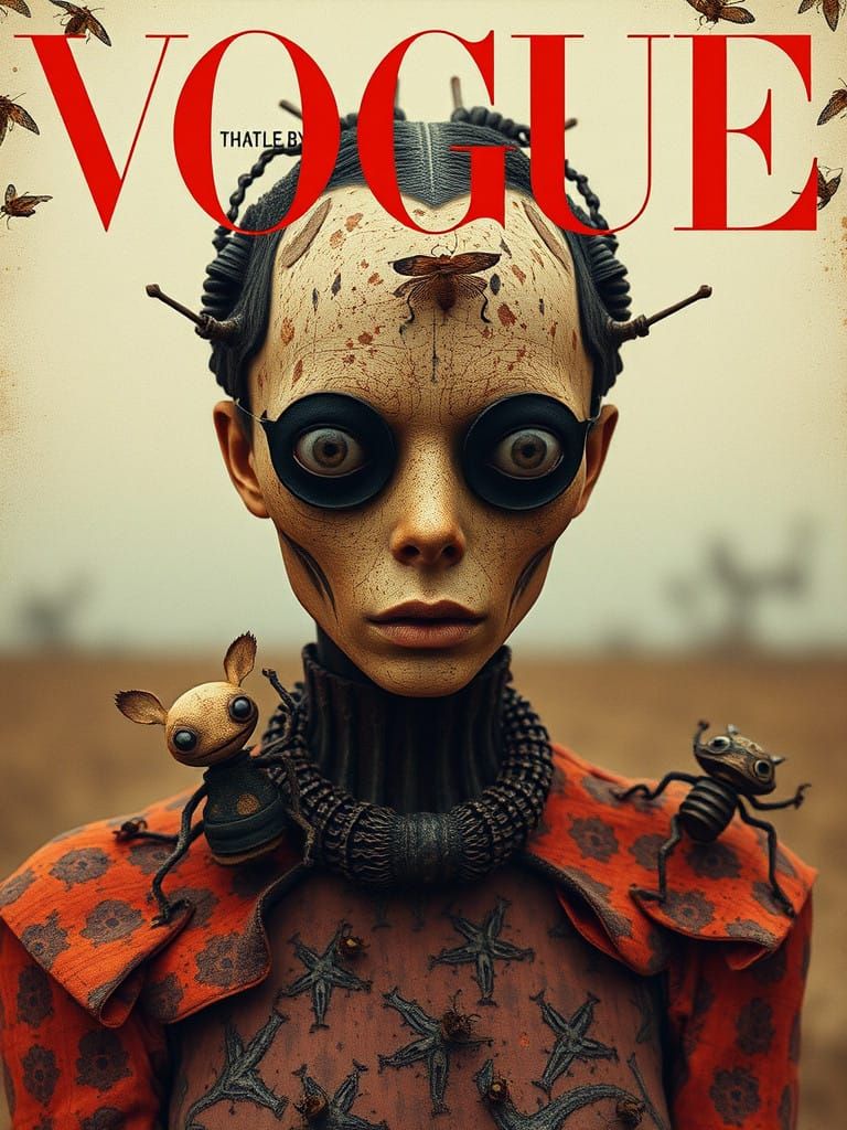 Surrealist Vogue Cover in Rusty, Hallucinatory Style