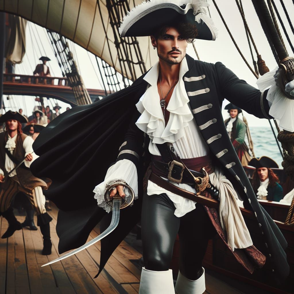 Pirate Swashbuckler Duel Onboard Ship