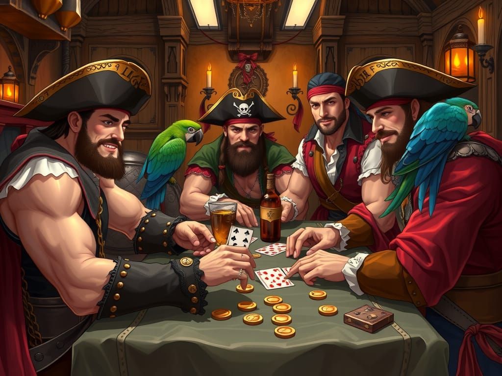 Muscular Pirates Gather in a Medieval Tavern