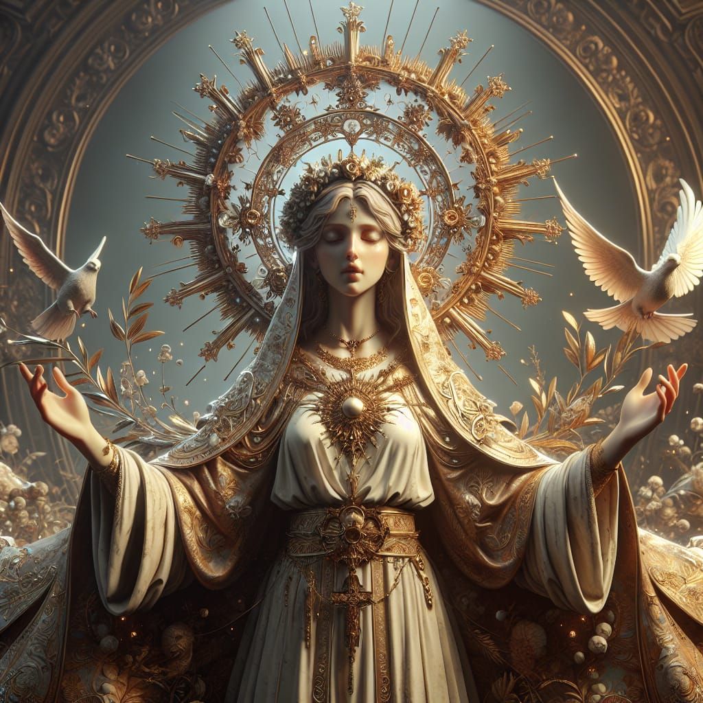 Immaculate Religious Figure in Detailed Matte Painting