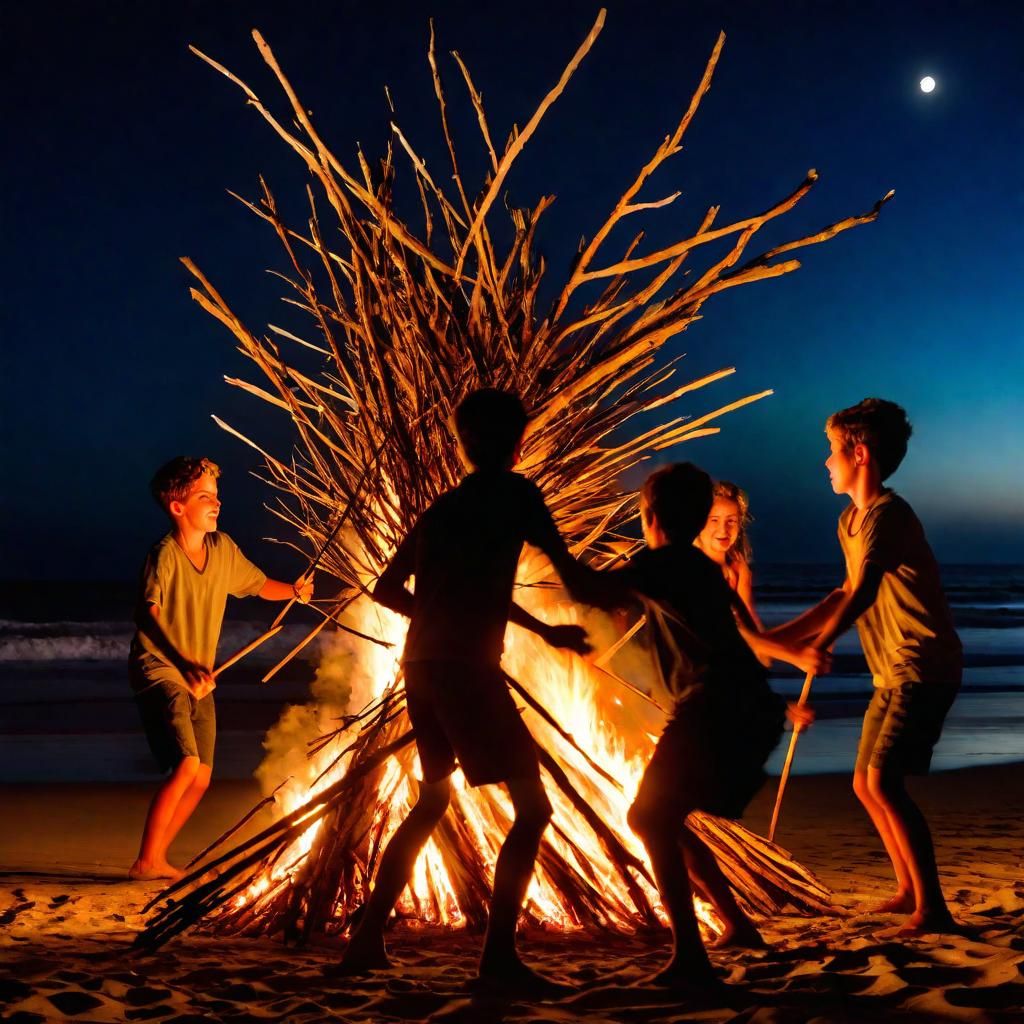 Bonfire Beach Dance Under the Full Moon