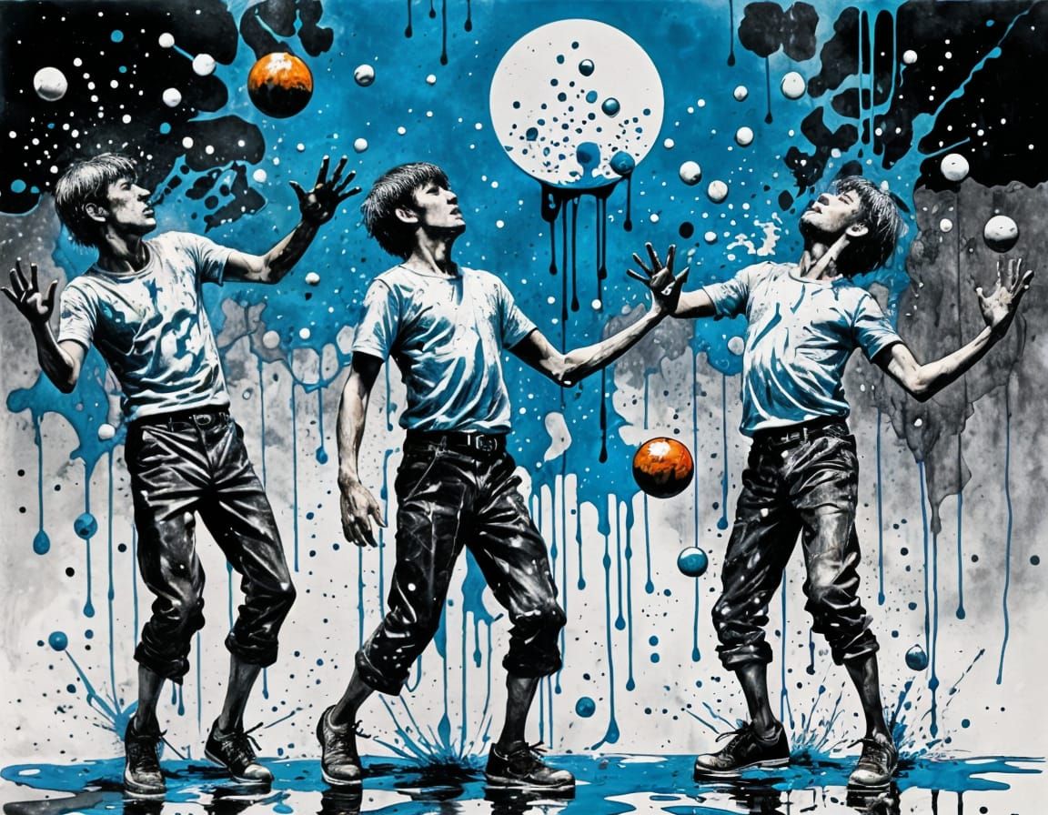 Dynamic Ink Splatter Art in Expressionist Style
