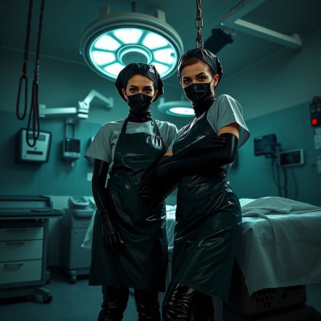 Gothic Nurses in Surgical Ward, Inspired by Dark Art Nouveau