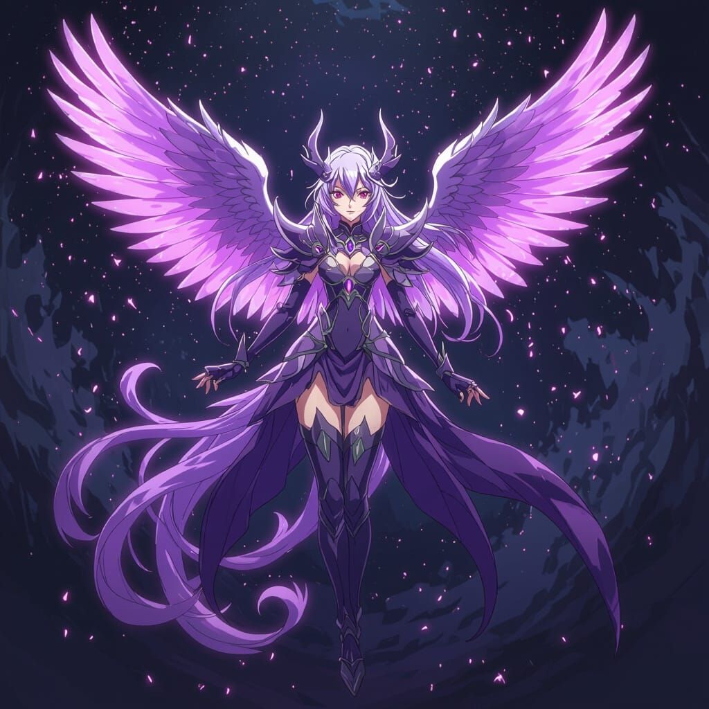 Purple Phoenix in Deep Color Anime Style