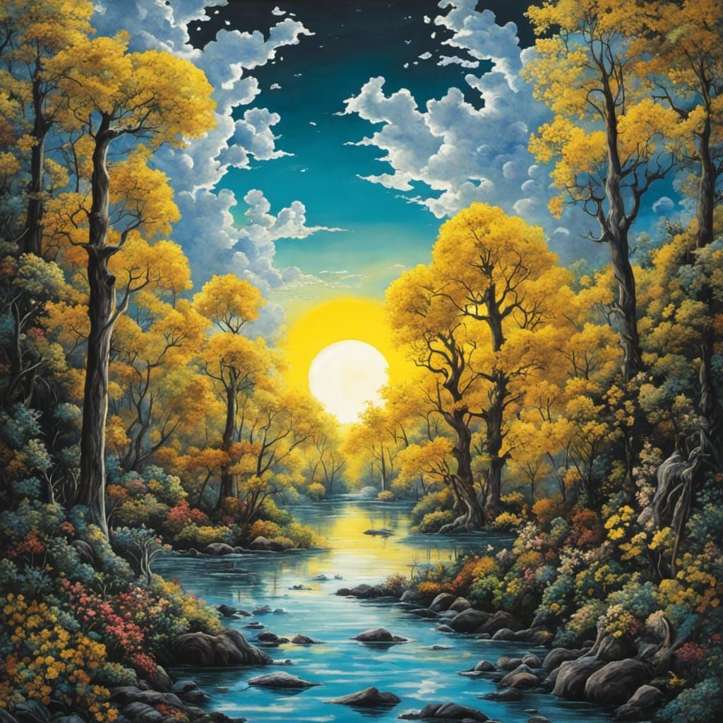 High Gothic Forest Scene in Tim Burton Style