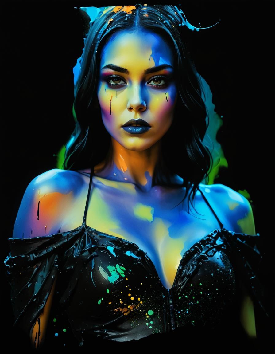 Colorful Polychromatic Graffiti Street Art in Splash Art Sty...