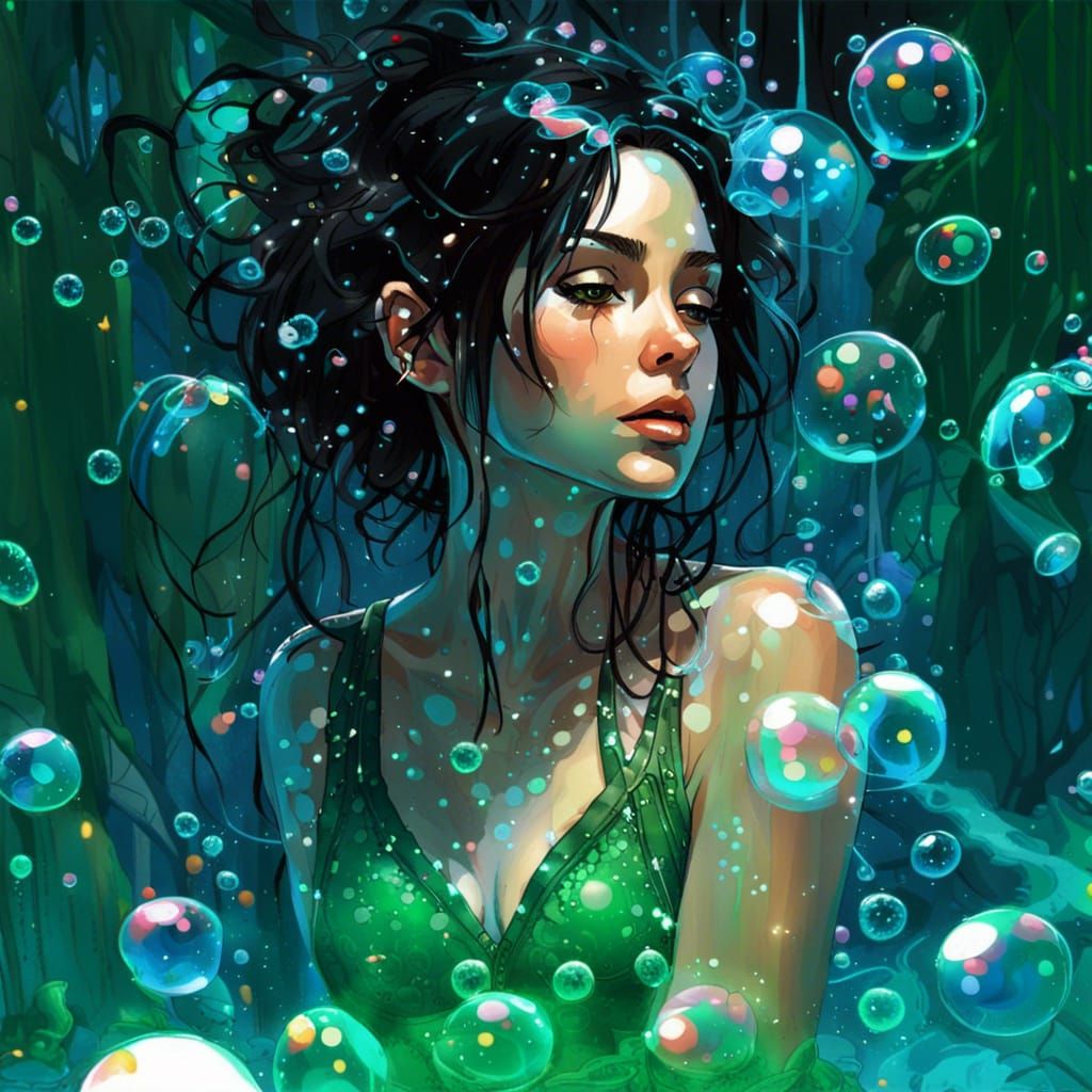 Woman's Magical Bath in Bioluminescent Fairy Pond