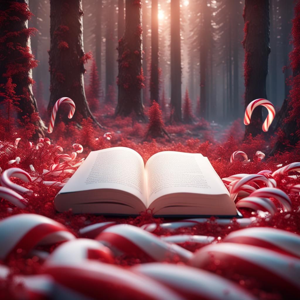 Candy Cane Forest Grows From Open Book