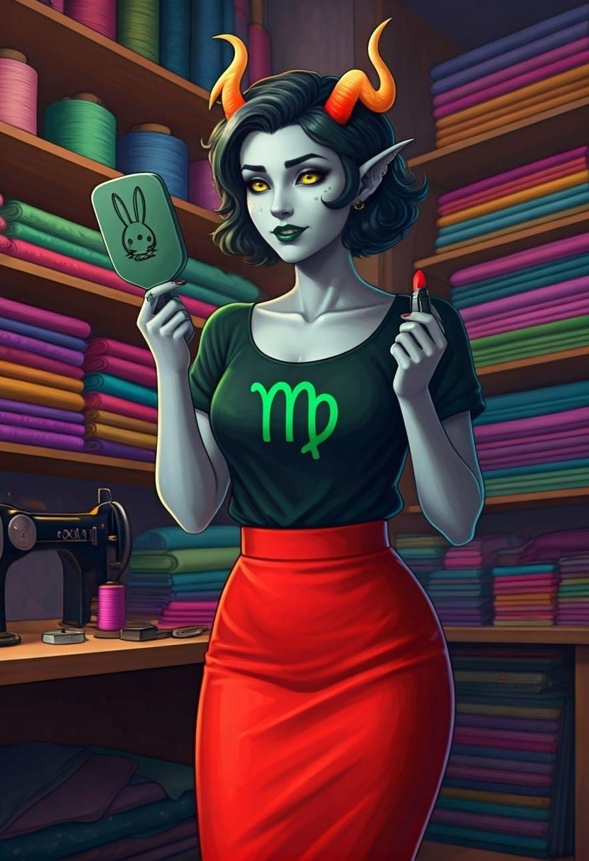 Kanaya Maryam from Homestuck Applying Lipstick