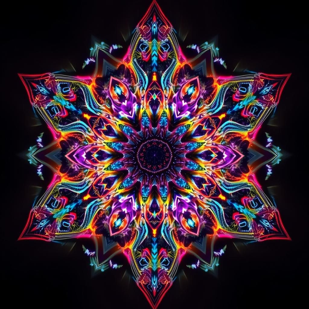 Kaleidoscopic Fractal Geometry in Psychedelic Digital Art